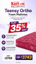 Kurlon Teensy Ortho Mattress | 4 Inch Single Size Bed 3*6 Feet